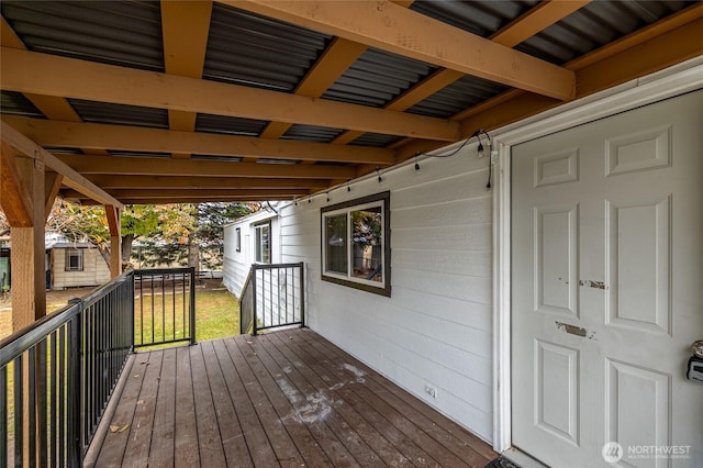 211 Pace Dr Unit 16, East Wenatchee, WA 98802 - wooden deck with an outbuilding