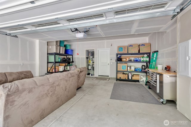 garage with a garage door opener