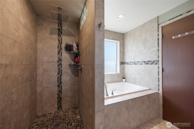 2983 Sonoran Dr, Richland, WA 99354 - full bathroom with a tile shower and a garden tub