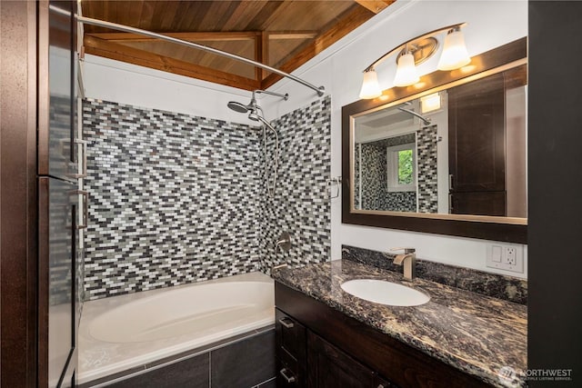 3312 SW 172nd St, Burien, WA 98166 - full bath featuring wooden ceiling, vanity, and tiled shower / bath