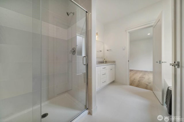 39195 Blackmouth Pl NE, Hansville, WA 98340 - full bathroom with a stall shower and vanity