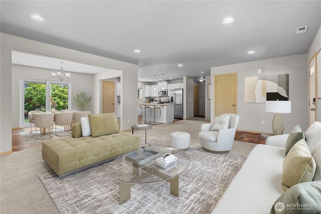3612 64th St E, Tacoma, WA 98443 - living area featuring recessed lighting and a chandelier