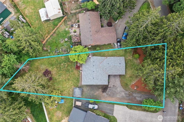aerial view of property's location with property parcel outlined