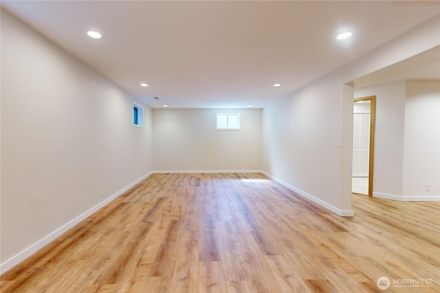 2022 Scarpelli Dr, Walla Walla, WA 99362 - basement with recessed lighting, light wood-style floors, and baseboards