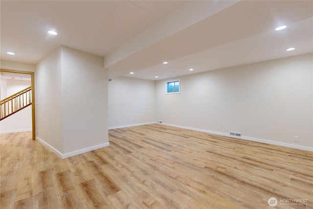 2022 Scarpelli Dr, Walla Walla, WA 99362 - basement with light wood finished floors, recessed lighting, and baseboards