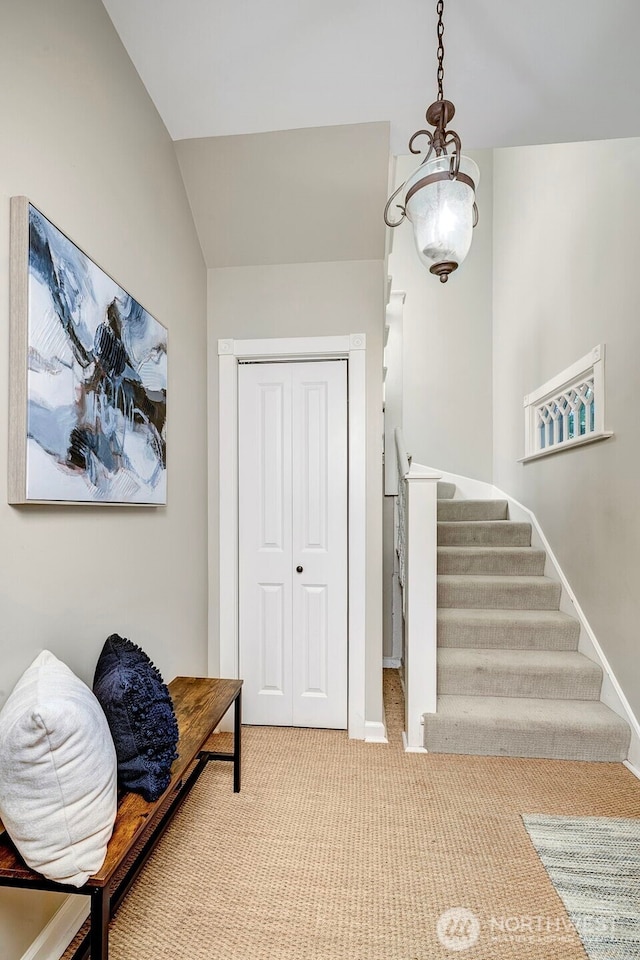 1109 30th Ave, Seattle, WA 98122 - stairs featuring carpet floors and baseboards