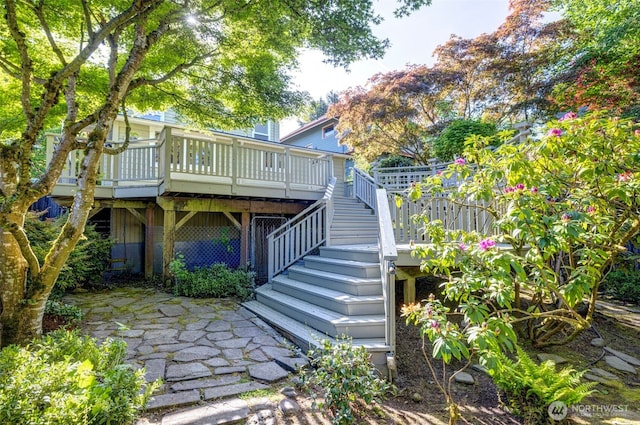 1109 30th Ave, Seattle, WA 98122 - rear view of house featuring a wooden deck, a patio area, and stairway