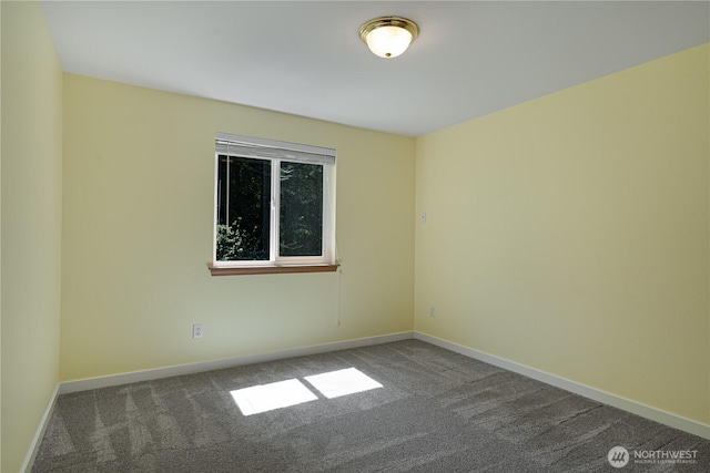 spare room featuring carpet and baseboards