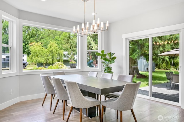 5010 NW Dr, Bellingham, WA 98226 - dining room featuring a chandelier, baseboards, and wood finished floors