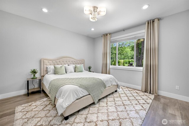 5010 NW Dr, Bellingham, WA 98226 - bedroom featuring wood finished floors, baseboards, and recessed lighting