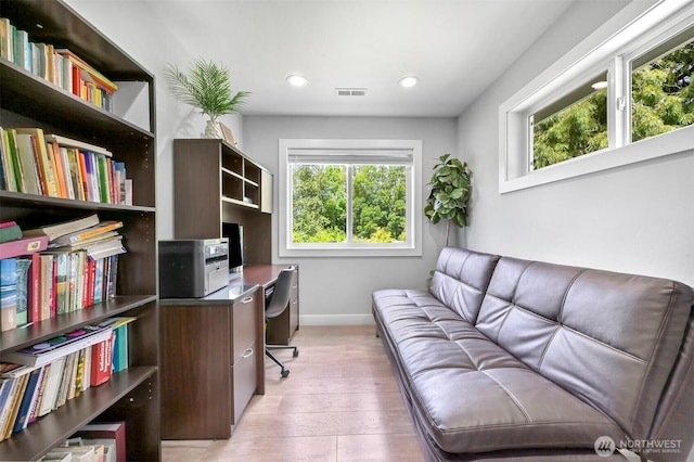 5010 NW Dr, Bellingham, WA 98226 - office area featuring light wood-type flooring, baseboards, and recessed lighting