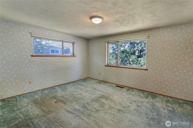 2734 Sunset Dr W, University Place, WA 98466 - carpeted spare room featuring a textured ceiling, plenty of natural light, and visible vents