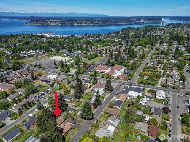 2734 Sunset Dr W, University Place, WA 98466 - drone / aerial view with a water view and a residential view
