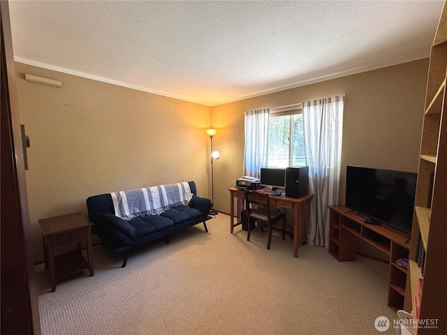 70 Cedar Hill Ln, Sequim, WA 98382 - carpeted office featuring crown molding and a textured ceiling