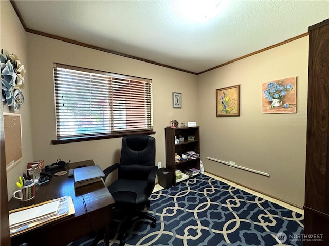 70 Cedar Hill Ln, Sequim, WA 98382 - home office featuring crown molding and carpet