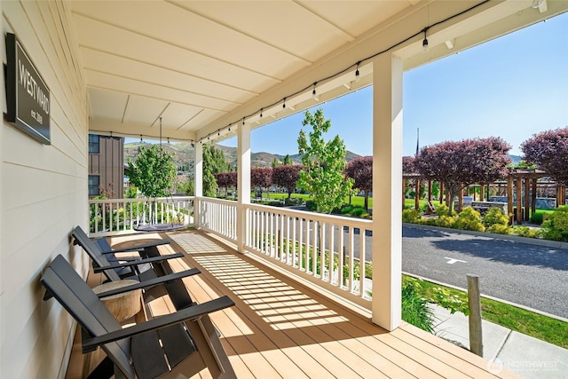 deck with covered porch