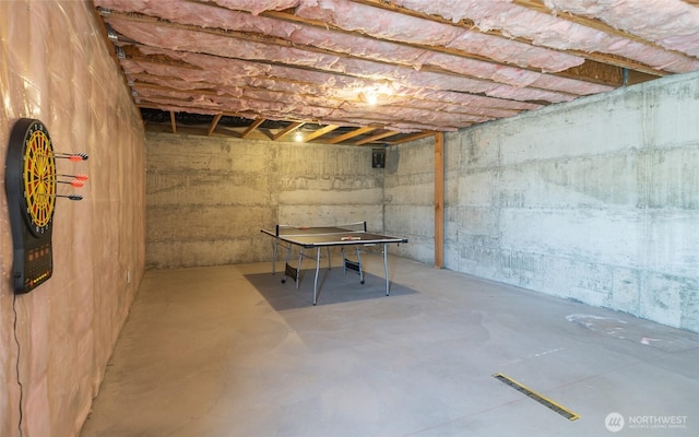 view of unfinished basement