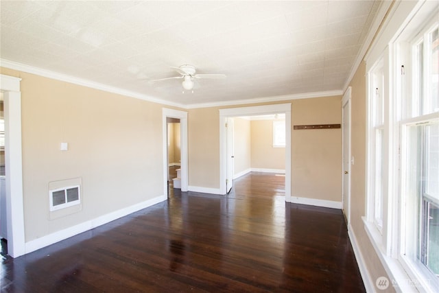 618 Coolidge Rd, Aberdeen, WA 98520 - spare room with dark wood finished floors, a ceiling fan, and ornamental molding