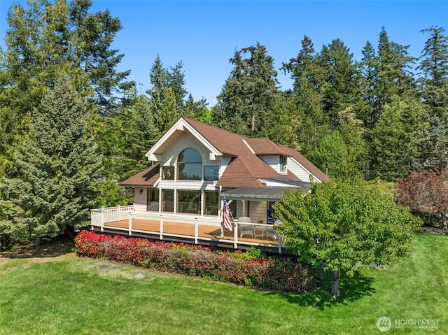 565 Olympic View Ln, Camano Island, WA 98282 - back of property with a yard and a deck