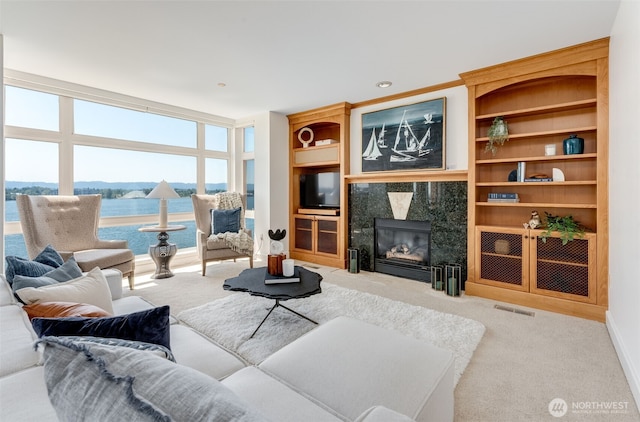2015 SE Columbia River Dr Unit 320, Vancouver, WA 98661 - living area with a fireplace, carpet flooring, and visible vents