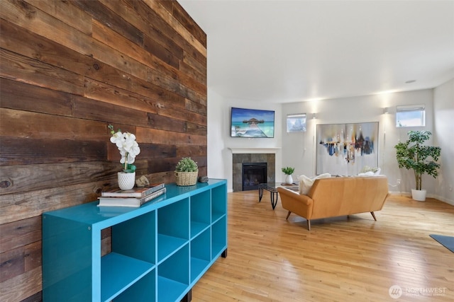 27859 256th Ct SE, Maple Valley, WA 98038 - living room featuring a fireplace and hardwood / wood-style floors