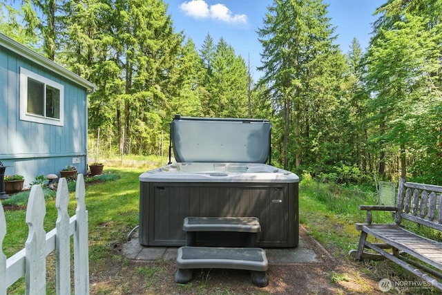 17913 51st St NW, Vaughn, WA 98394 - view of yard with a hot tub and a view of trees