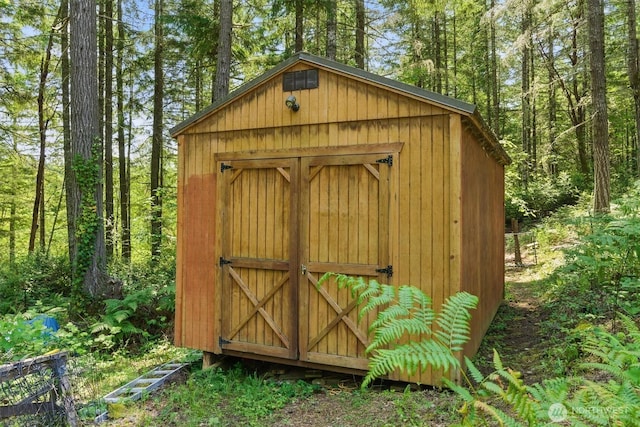 17913 51st St NW, Vaughn, WA 98394 - view of shed featuring a wooded view
