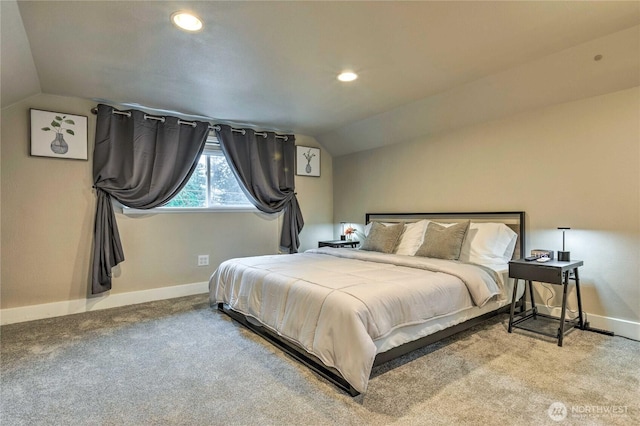 1934 NE Northgate Way, Seattle, WA 98125 - carpeted bedroom with vaulted ceiling, baseboards, and recessed lighting