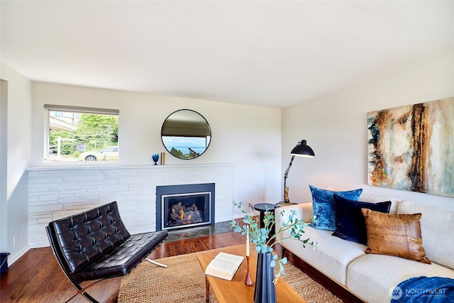 12747 9th Ave NW, Seattle, WA 98177 - living area with wood finished floors and a fireplace with flush hearth
