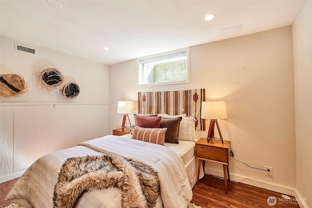12747 9th Ave NW, Seattle, WA 98177 - bedroom featuring dark wood-style floors, baseboards, and recessed lighting