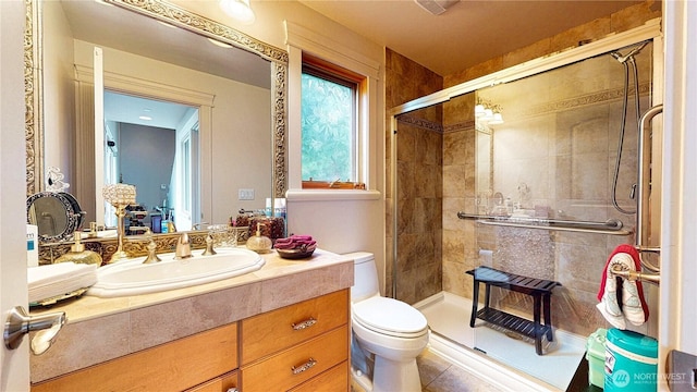 2837 E Lake Sammamish Pkwy NE, Sammamish, WA 98074 - full bath with a stall shower, toilet, vanity, and tile patterned floors
