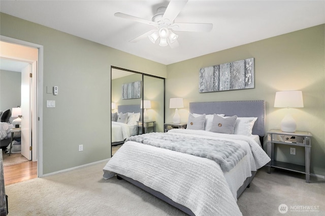 707 Harvest Rd, Bothell, WA 98012 - carpeted bedroom with a closet, ceiling fan, and baseboards