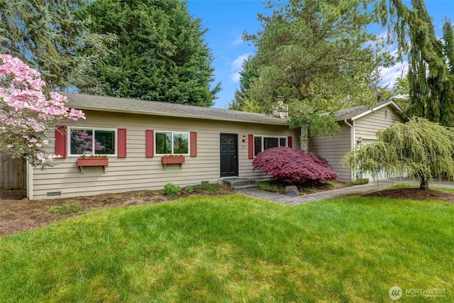 707 Harvest Rd, Bothell, WA 98012 - ranch-style house with a front yard and a chimney