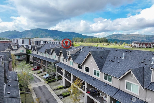 view of mountain feature with a residential view