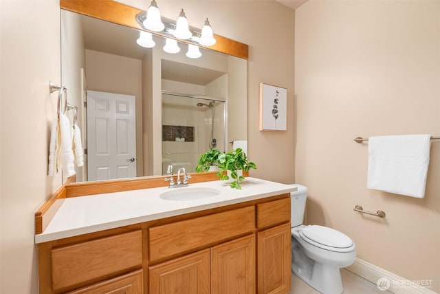11758 175th Pl NE, Redmond, WA 98052 - full bathroom featuring a shower, toilet, vanity, and baseboards
