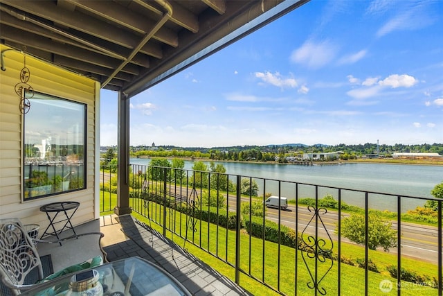 balcony with a water view