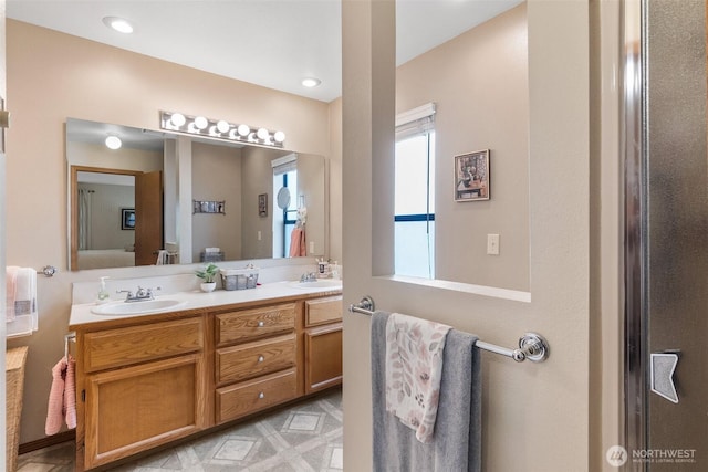 bathroom with double vanity