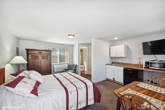 21058 State Highway 17 N, Soap Lake, WA 98851 - bedroom with dark carpet and a wall unit AC