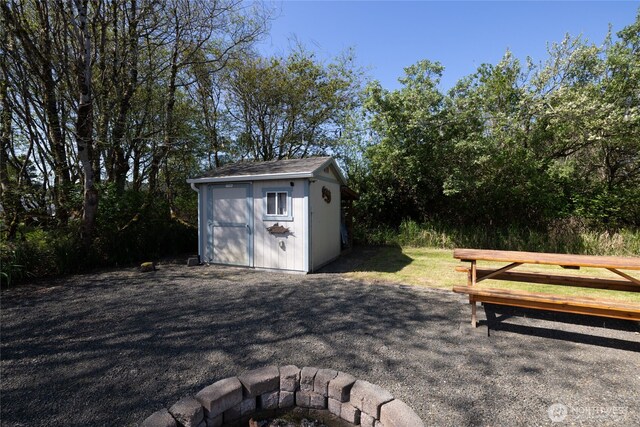 view of shed