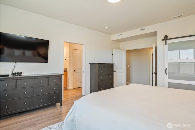 bedroom with light wood finished floors