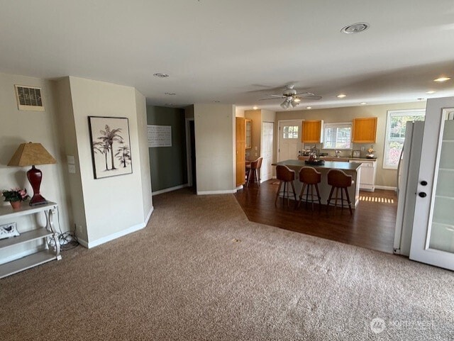 39418 200th Ave SE, Auburn, WA 98092 - carpeted dining room with baseboards, recessed lighting, and a ceiling fan
