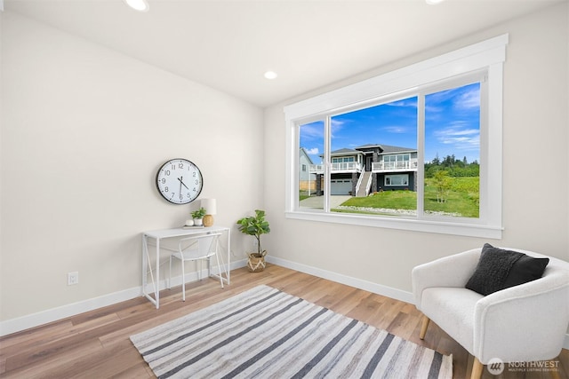 5411 Lonicera Dr, Blaine, WA 98230 - living area featuring baseboards, wood finished floors, and recessed lighting
