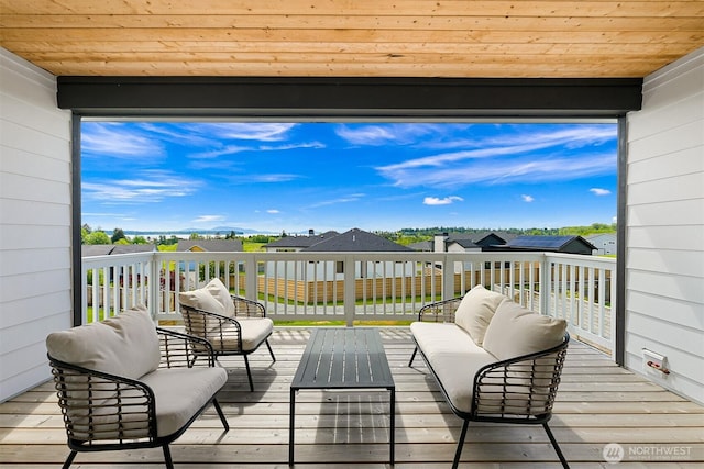 5411 Lonicera Dr, Blaine, WA 98230 - wooden terrace with a residential view and outdoor lounge area