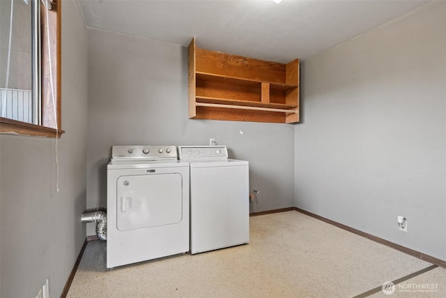 1038 Fairmount Ave, Shelton, WA 98584 - laundry area with washing machine and clothes dryer and baseboards