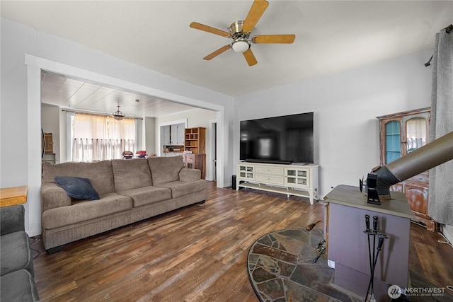 121 Temple Rd, Morton, WA 98356 - living room featuring wood finished floors and a ceiling fan