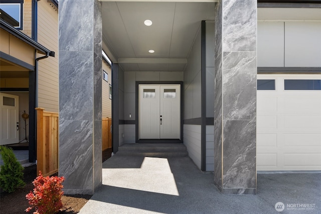 entrance to property with a garage