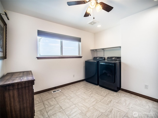 23201 Rd 12 NW, Quincy, WA 98848 - laundry room with independent washer and dryer, baseboards, and ceiling fan