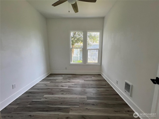 2802 Sumner Ave, Hoquiam, WA 98550 - spare room with ceiling fan, baseboards, visible vents, and dark wood finished floors