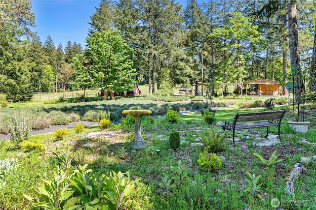 view of yard featuring fence