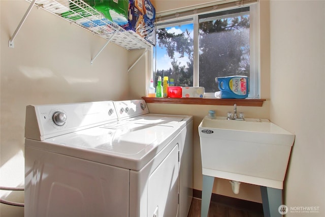 laundry room featuring washer and dryer